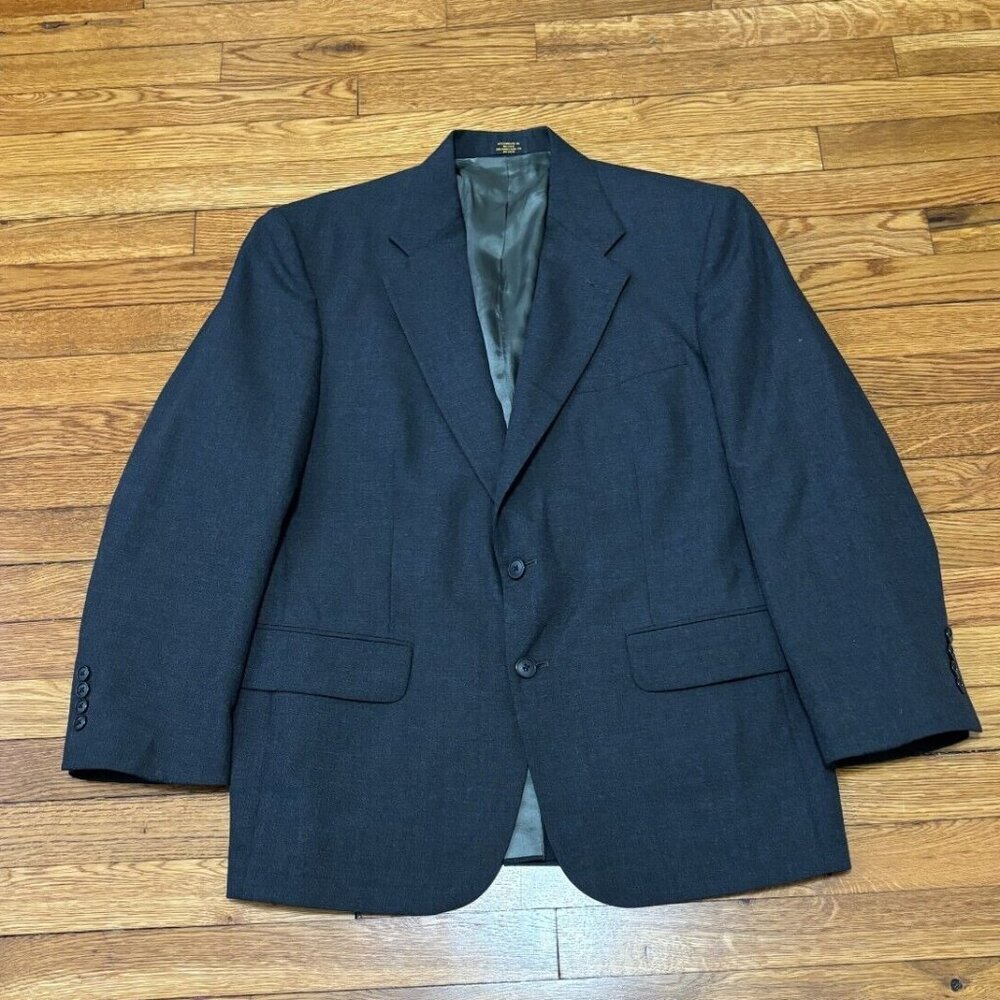 Stafford Mens Blazer Jacket Size 40S Gray Solid Poly Wool 2 Button Sport Coat